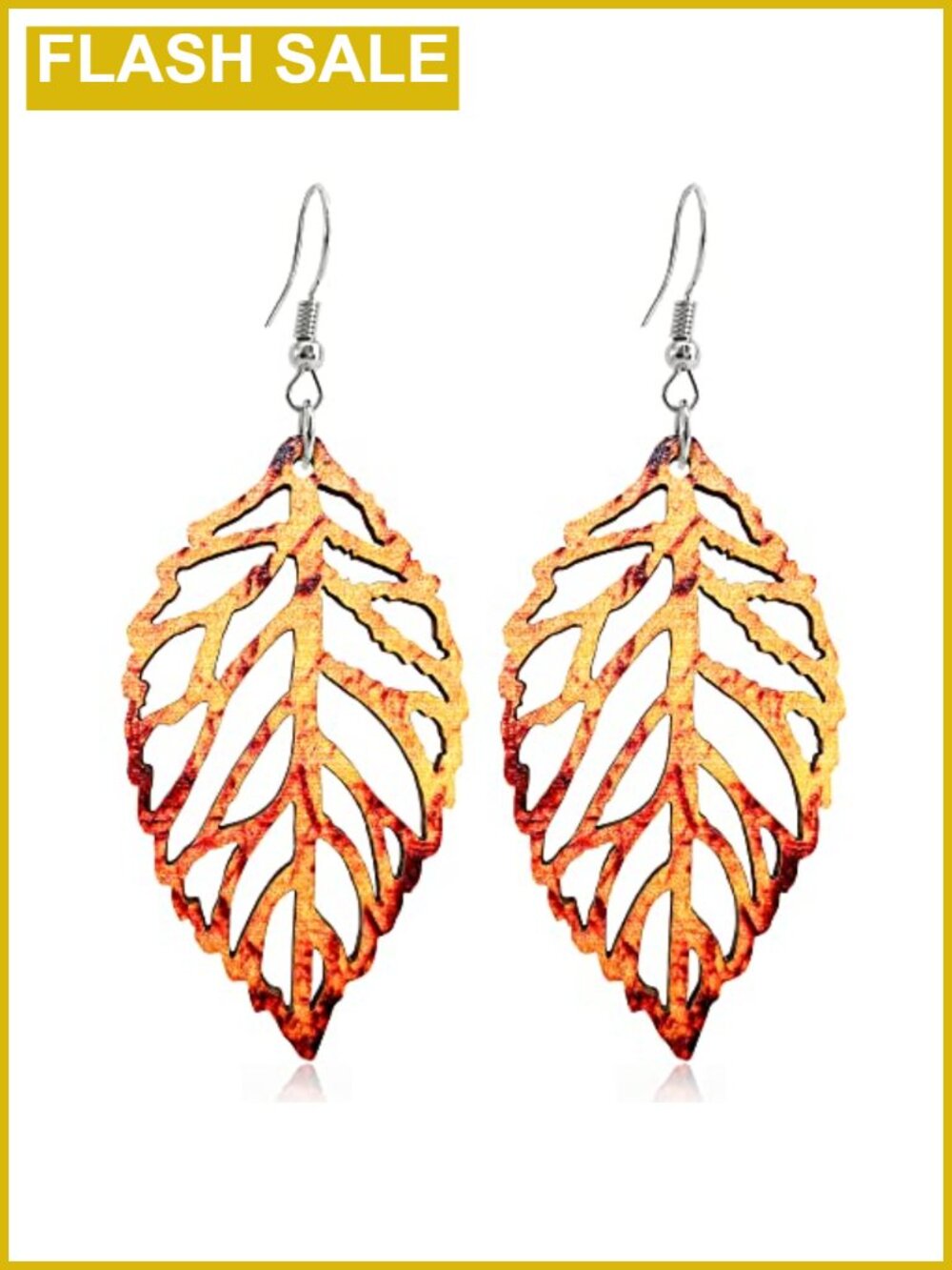 Handmade Wood Leaf Dangle Drop Earrings Boho Statement Jewelry for Women